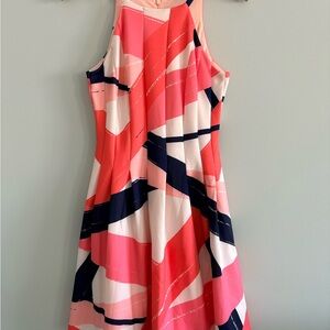 Vince Camuto Brushstroke Dress Fit & Flare Abstract